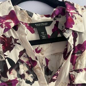 White House black market 100% silk floral blouse size 8